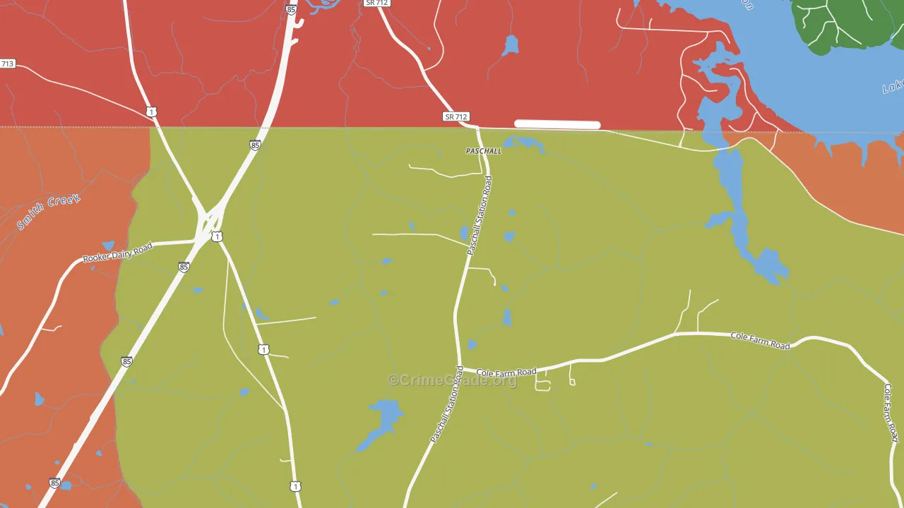 Paschall, NC Map of Robbery Rates