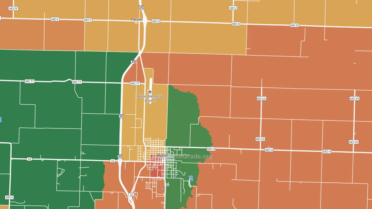 Passaic, MO Map of Robbery Rates