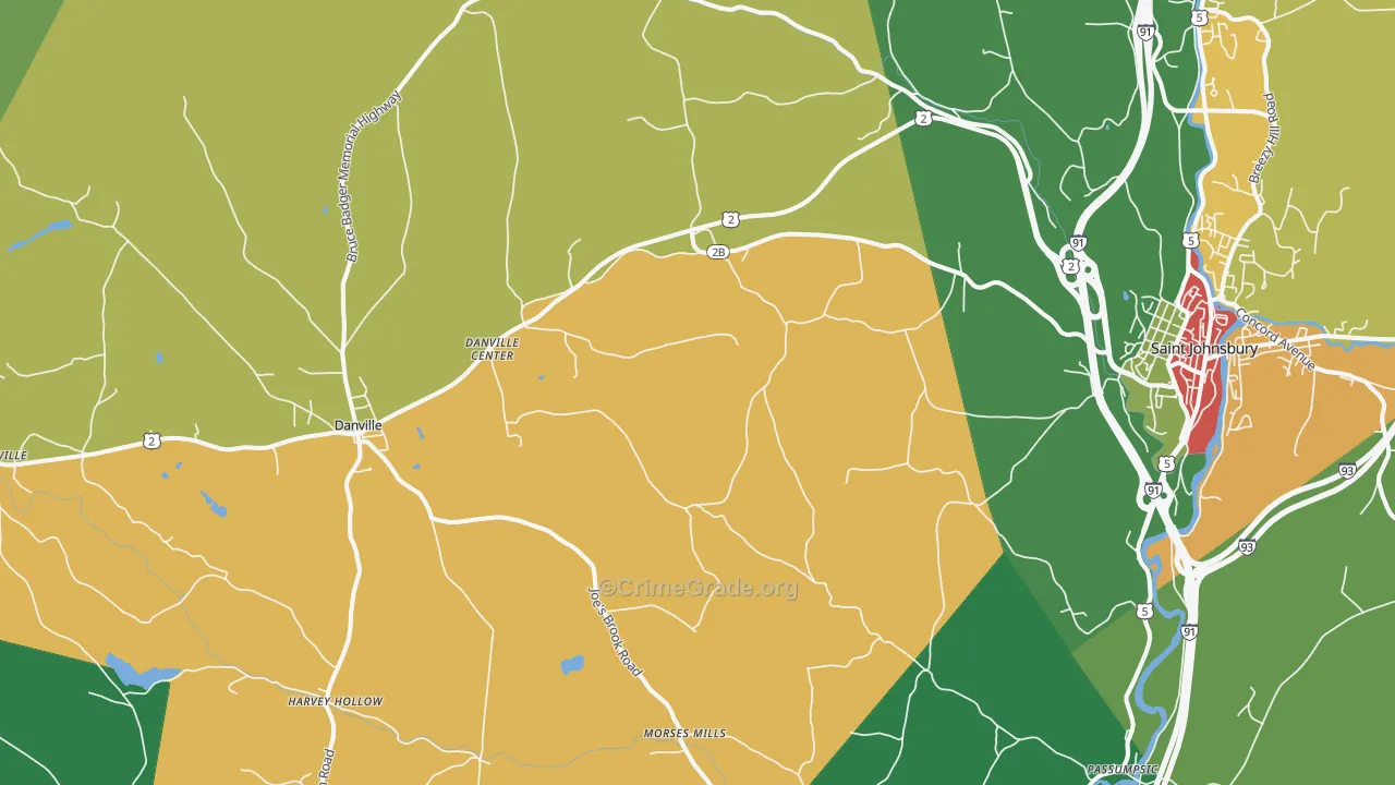 Passumpsic, VT Map of Robbery Rates