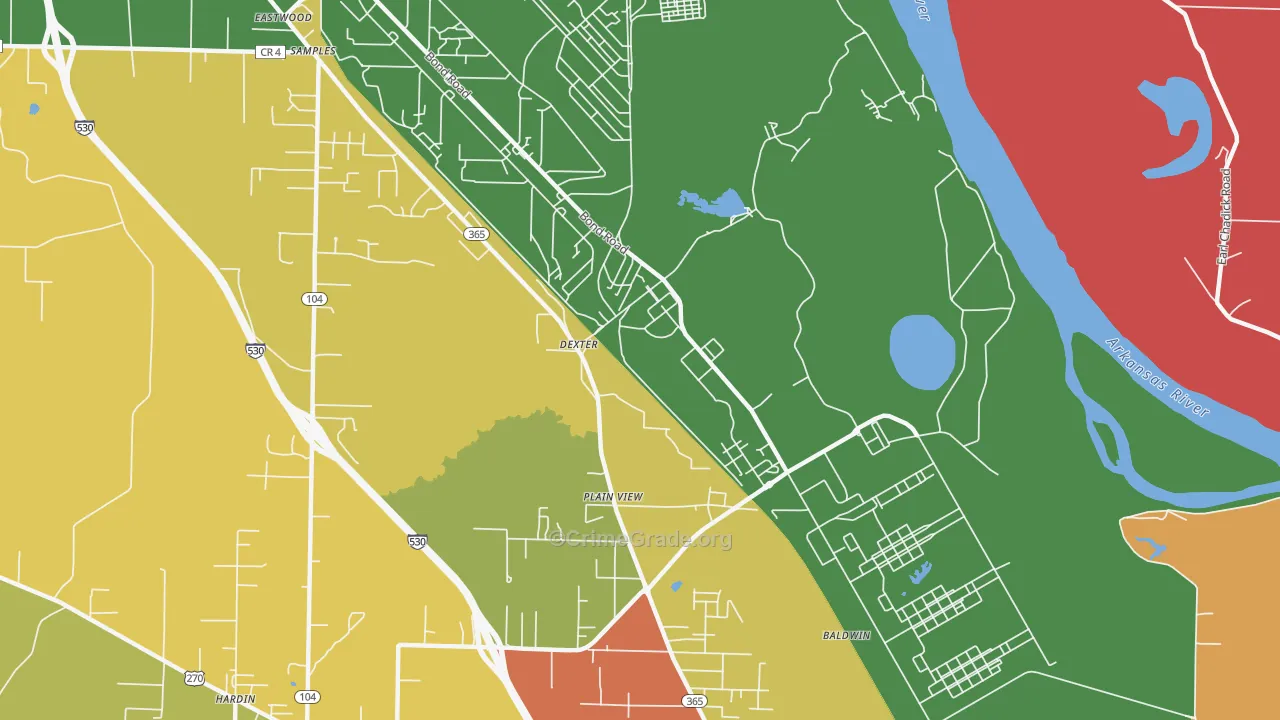 Pastoria, AR Map of Robbery Rates