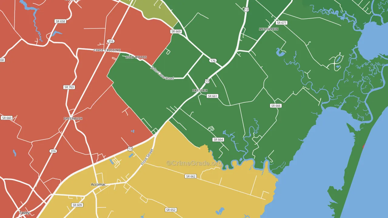 Pastoria, VA Map of Robbery Rates