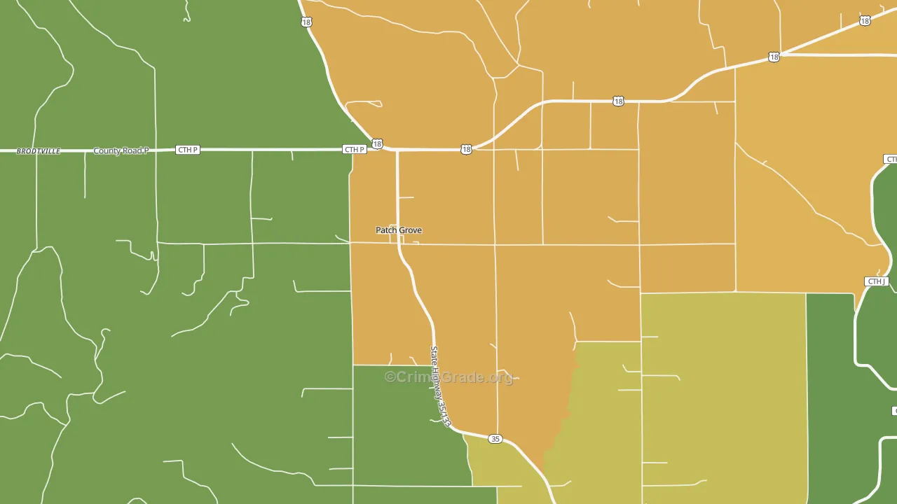 Patch Grove, WI Map of Robbery Rates