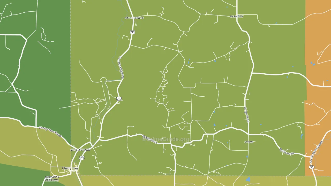 Patchinville, PA Map of Robbery Rates