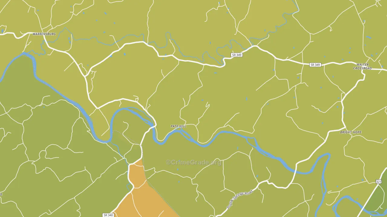 Pate Hill, TN Map of Robbery Rates