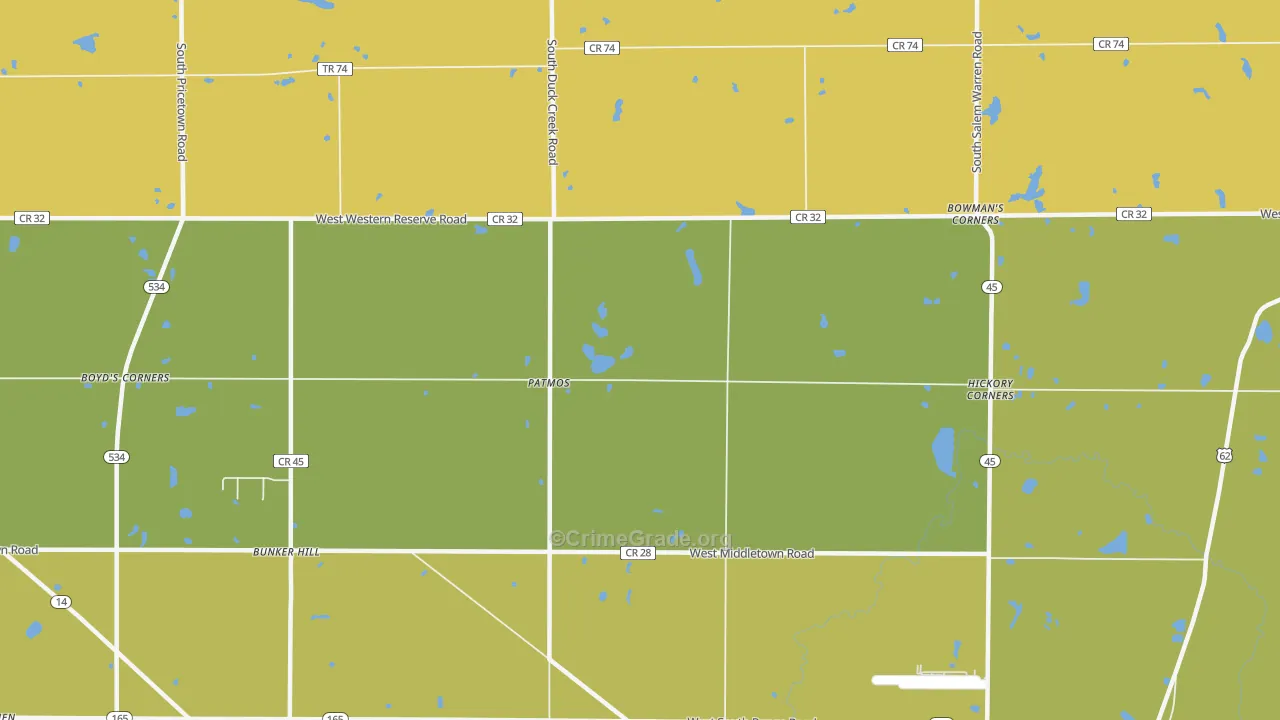 Patmos, OH Map of Robbery Rates