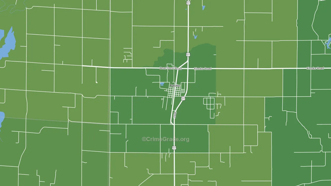 Patoka, IL Map of Robbery Rates