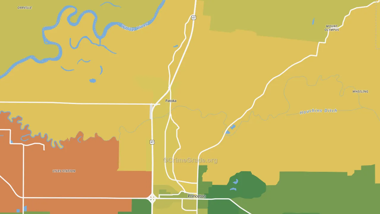 Patoka, IN Map of Robbery Rates