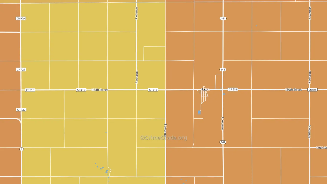Paton, IA Map of Robbery Rates