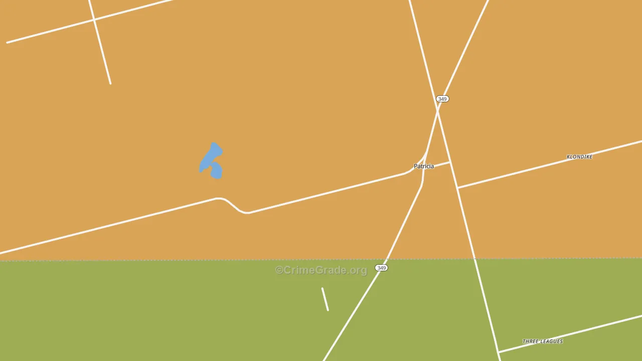 Patricia, TX Map of Robbery Rates