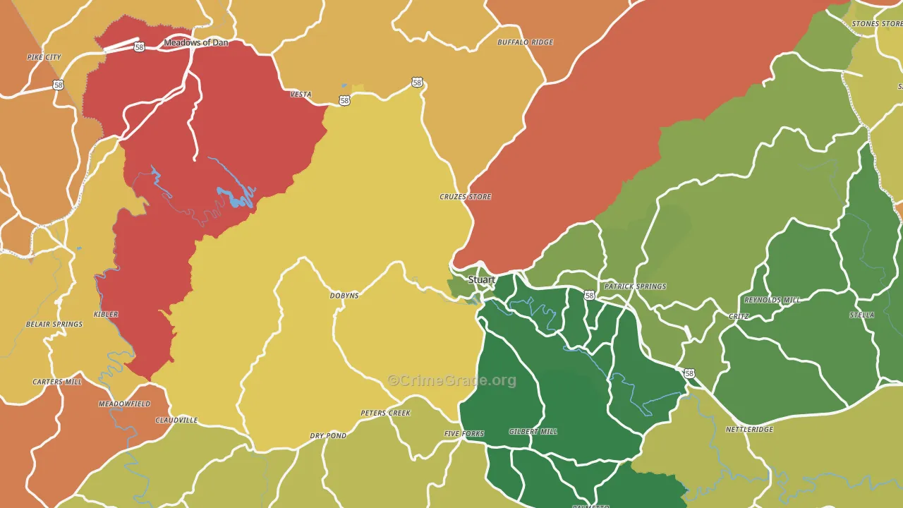 Patrick County, VA Map of Robbery Rates