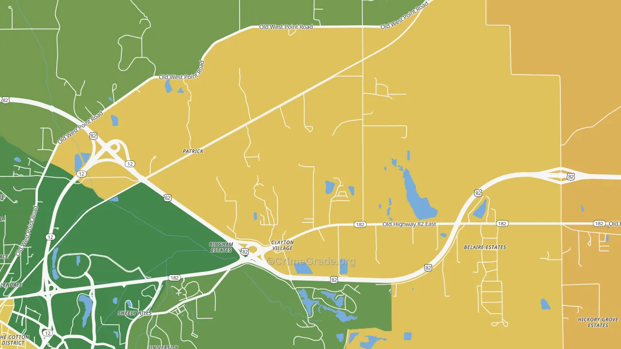 Patrick, MS Map of Robbery Rates