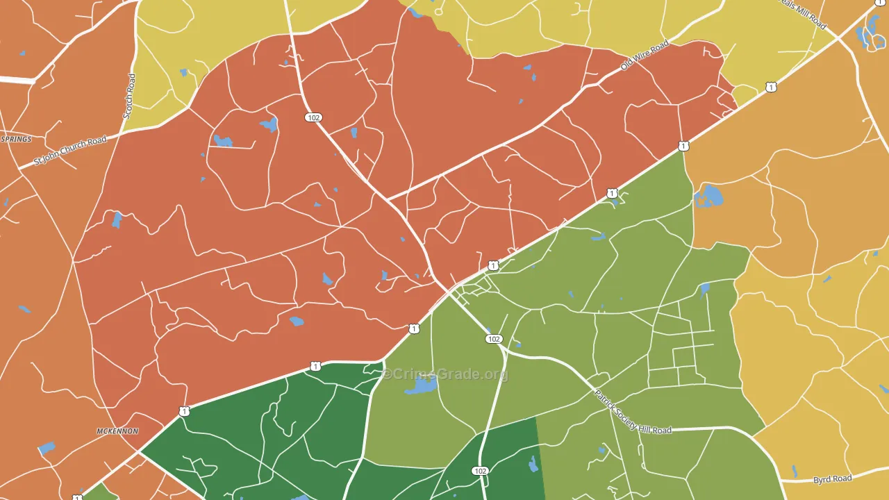 Patrick, SC Map of Robbery Rates