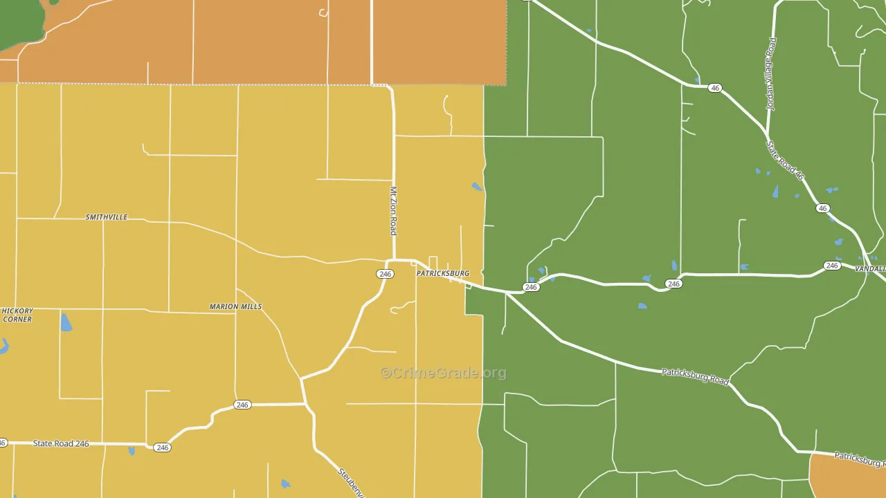 Patricksburg, IN Map of Robbery Rates
