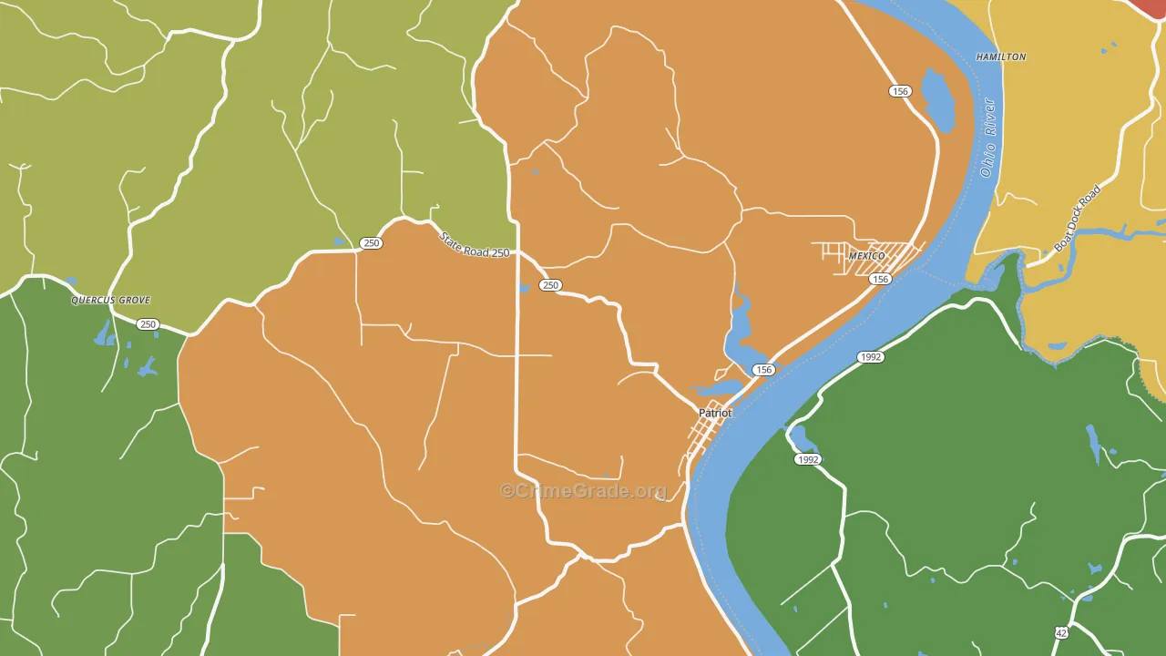 Patriot, IN Map of Robbery Rates