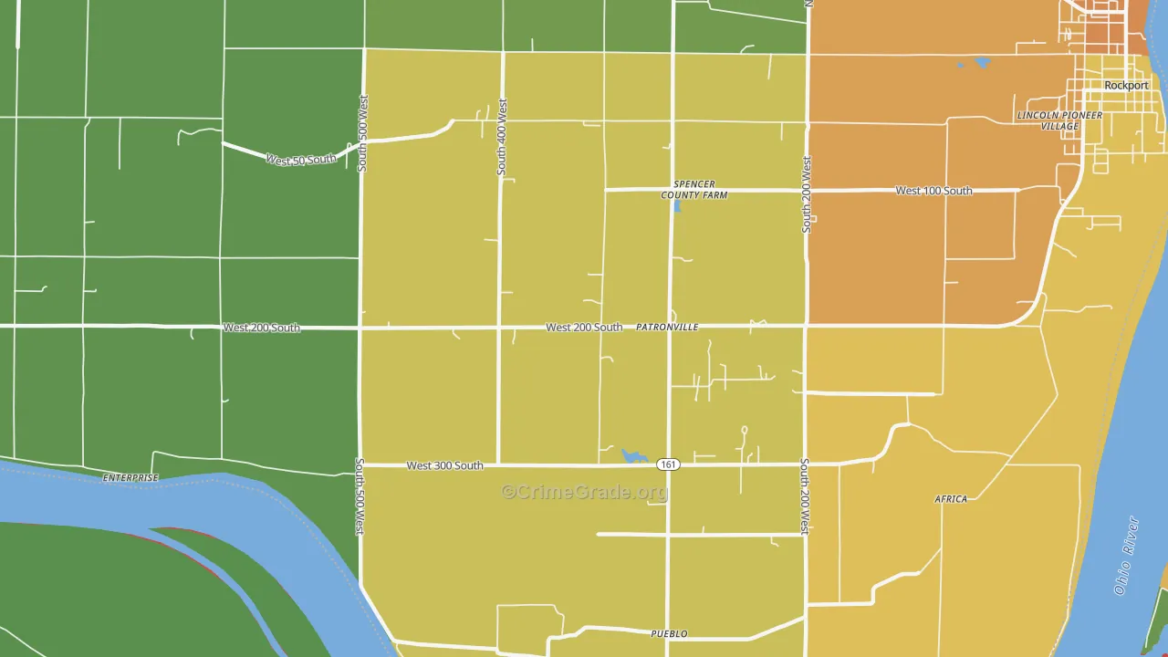 Patronville, IN Map of Robbery Rates