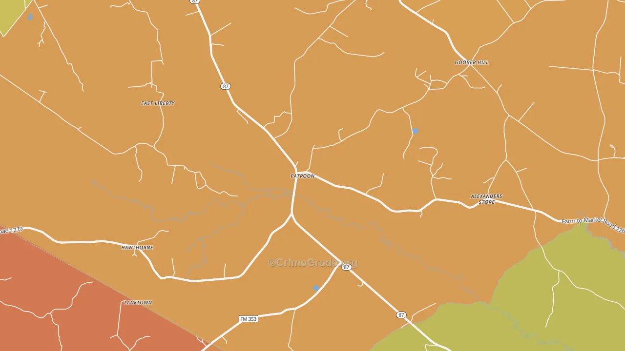 Patroon, TX Map of Robbery Rates