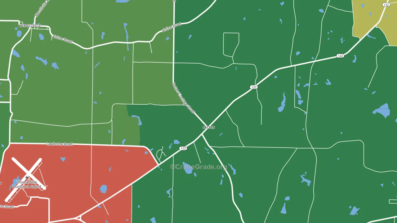 Patten, GA Map of Robbery Rates