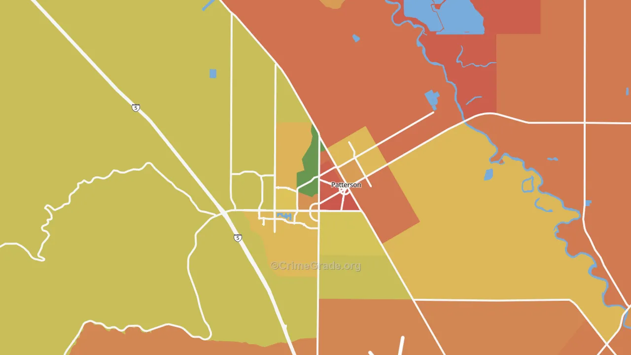 Patterson, CA Map of Robbery Rates