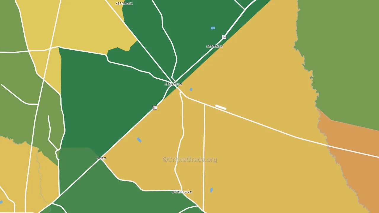 Patterson, GA Map of Robbery Rates