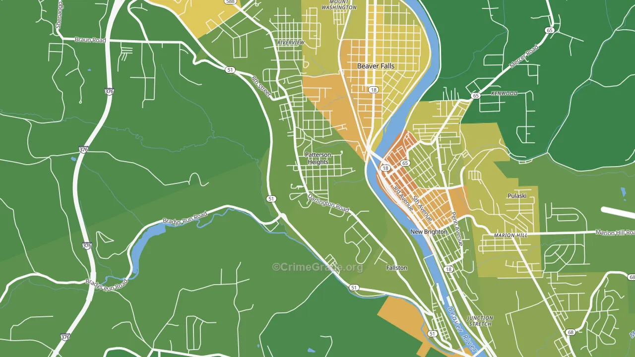 Patterson Heights, PA Map of Robbery Rates
