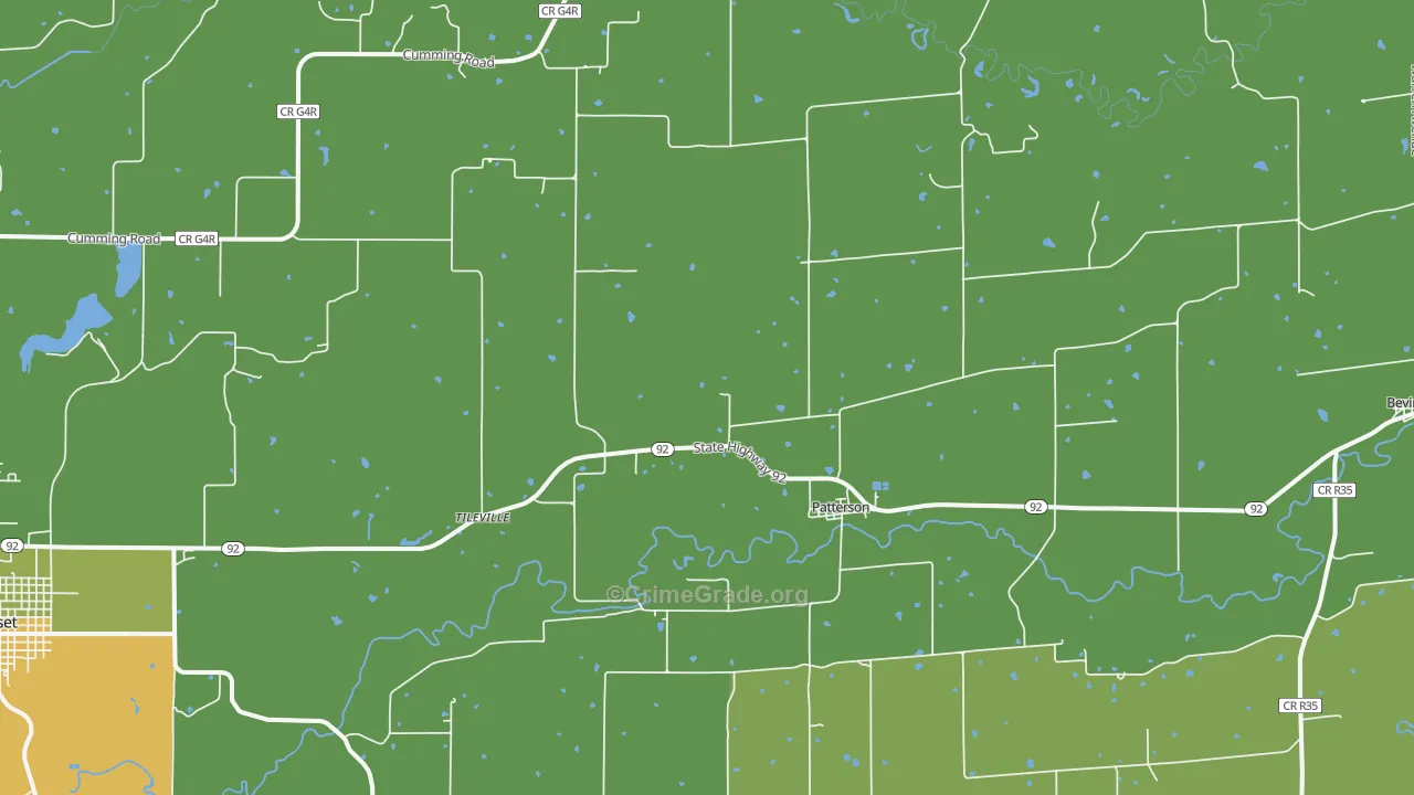 Patterson, IA Map of Robbery Rates