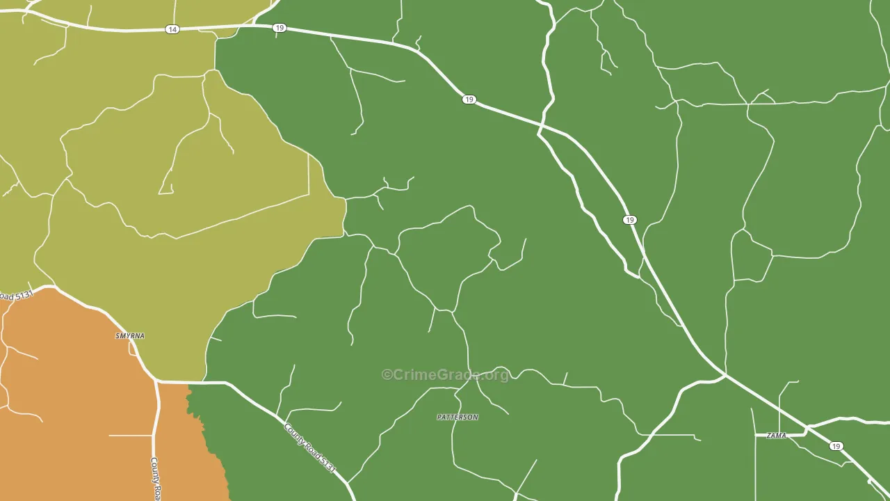 Patterson, MS Map of Robbery Rates