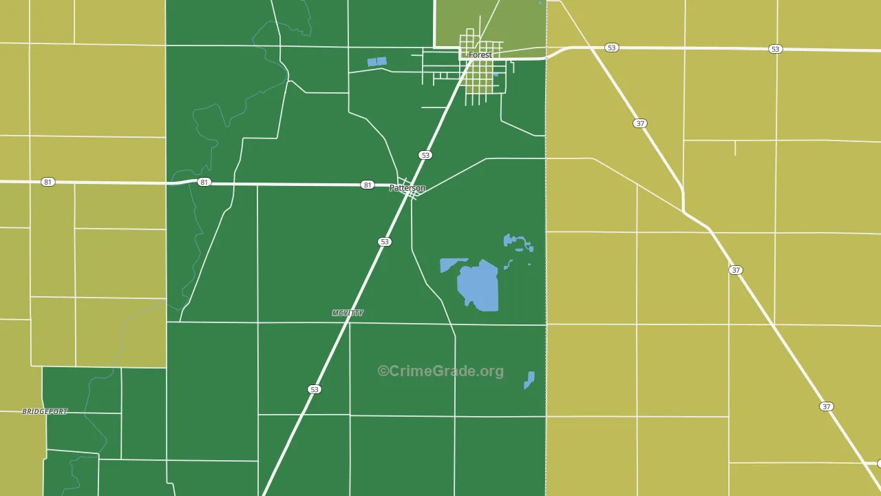 Patterson, OH Map of Robbery Rates