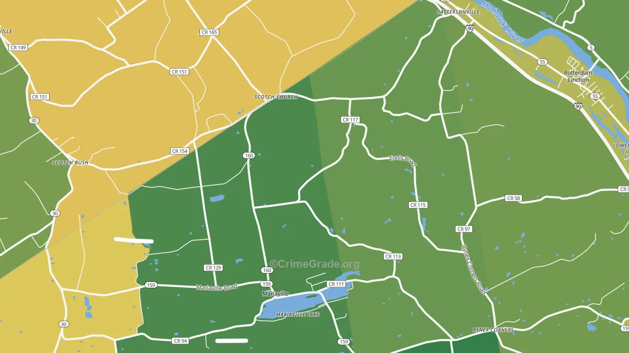 Pattersonville, NY Map of Robbery Rates