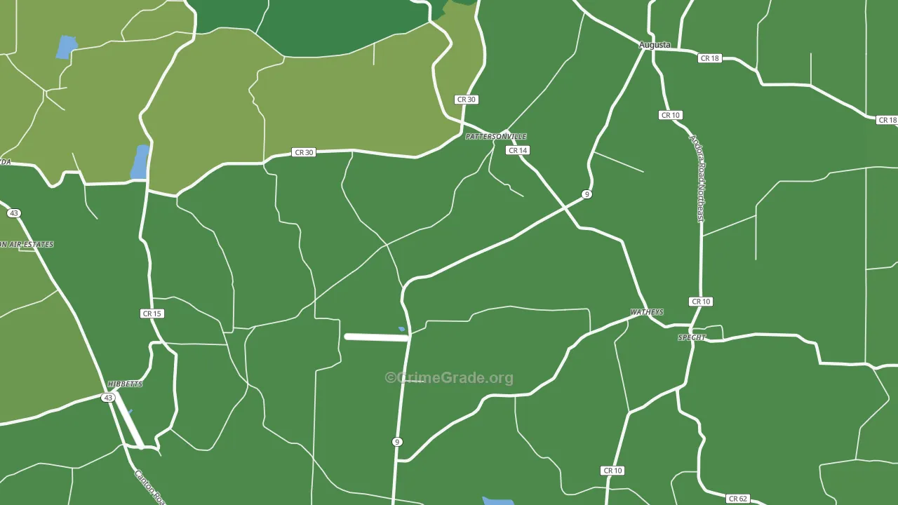 Pattersonville, OH Map of Robbery Rates