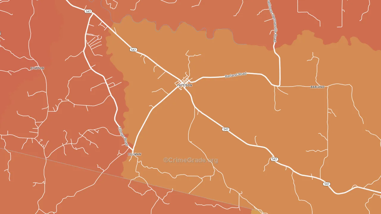 Pattison, MS Map of Robbery Rates
