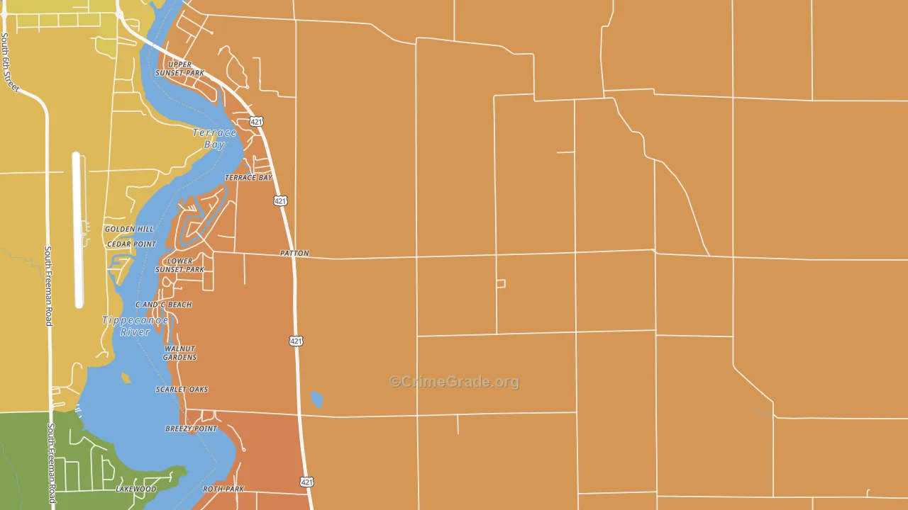 Patton, IN Map of Robbery Rates