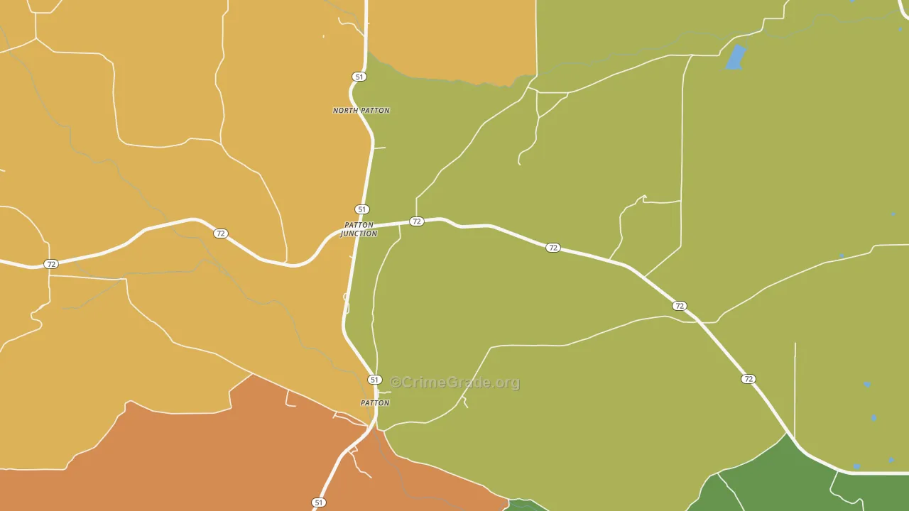 Patton Junction, MO Map of Robbery Rates