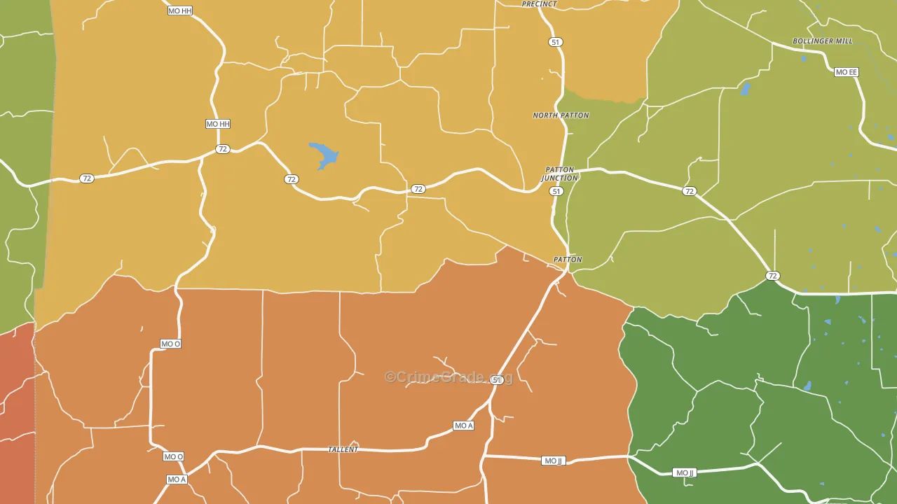 Patton, MO Map of Robbery Rates