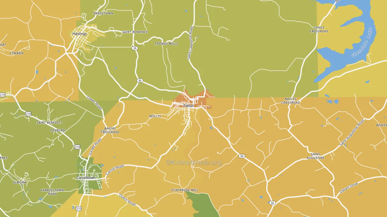 Patton, PA Map of Robbery Rates