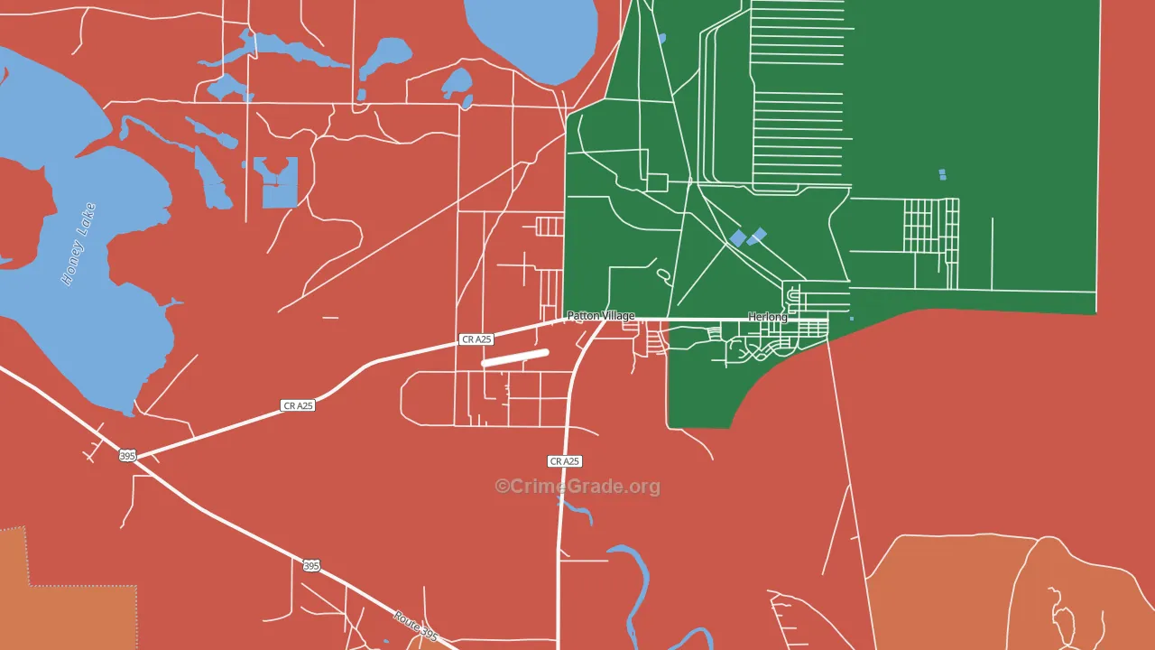 Patton Village, CA Map of Robbery Rates