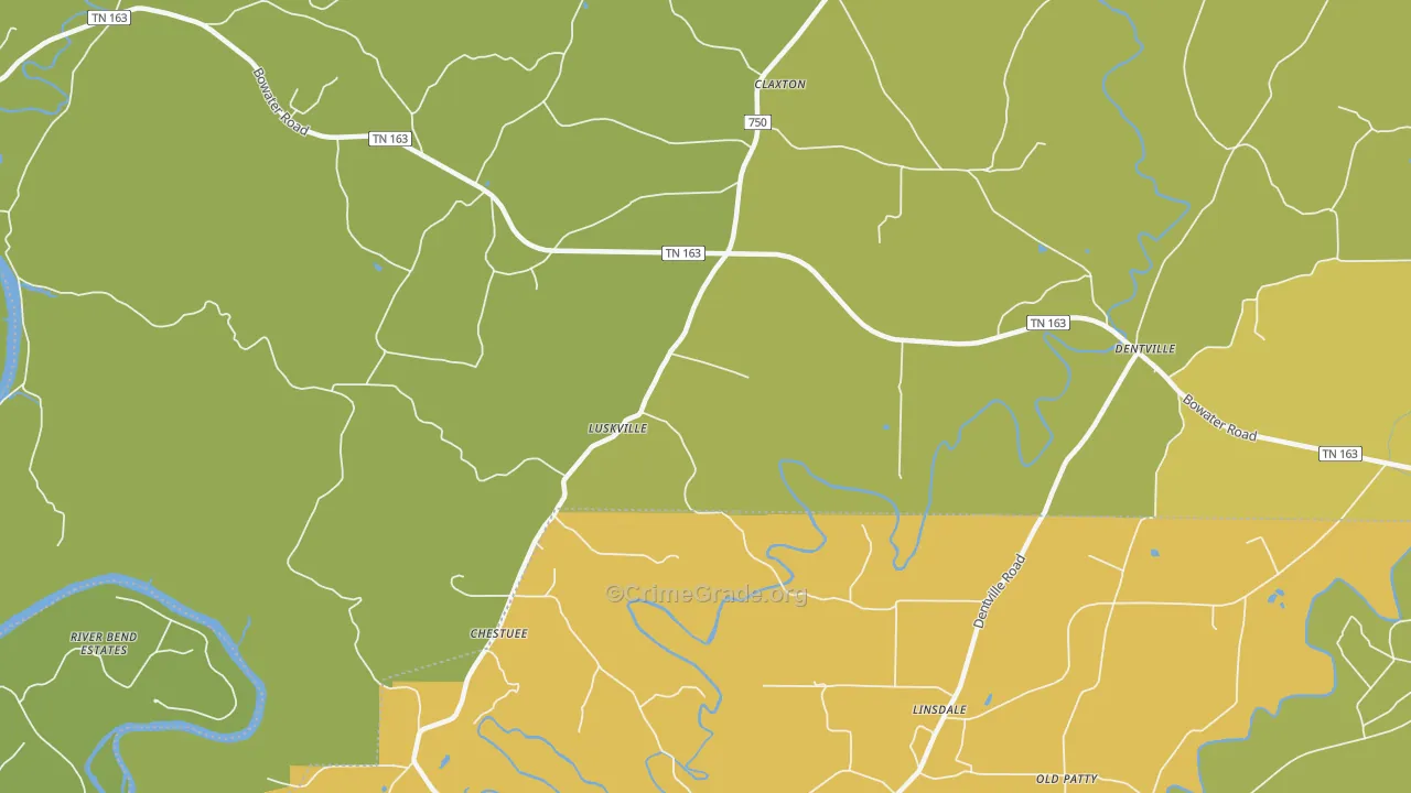 Patty, TN Map of Robbery Rates