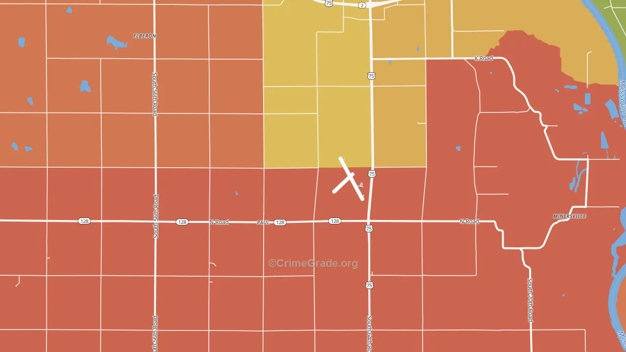 Paul, NE Map of Robbery Rates