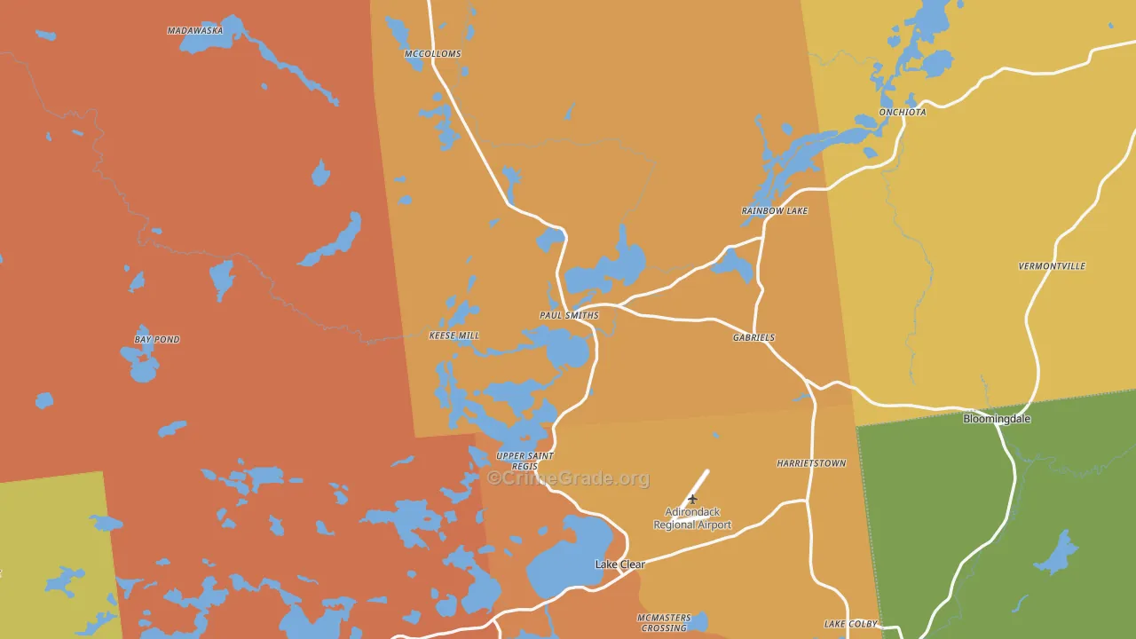 Paul Smiths, NY Map of Robbery Rates