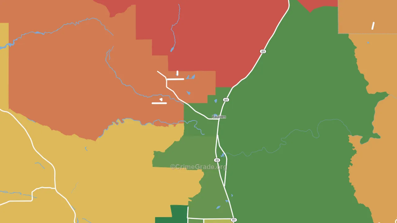 Paulden, AZ Map of Robbery Rates
