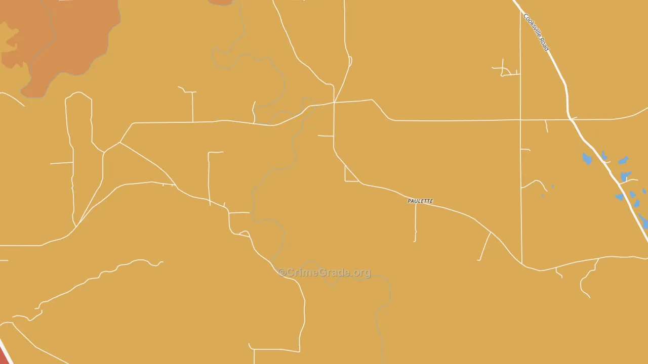 Paulette, MS Map of Robbery Rates