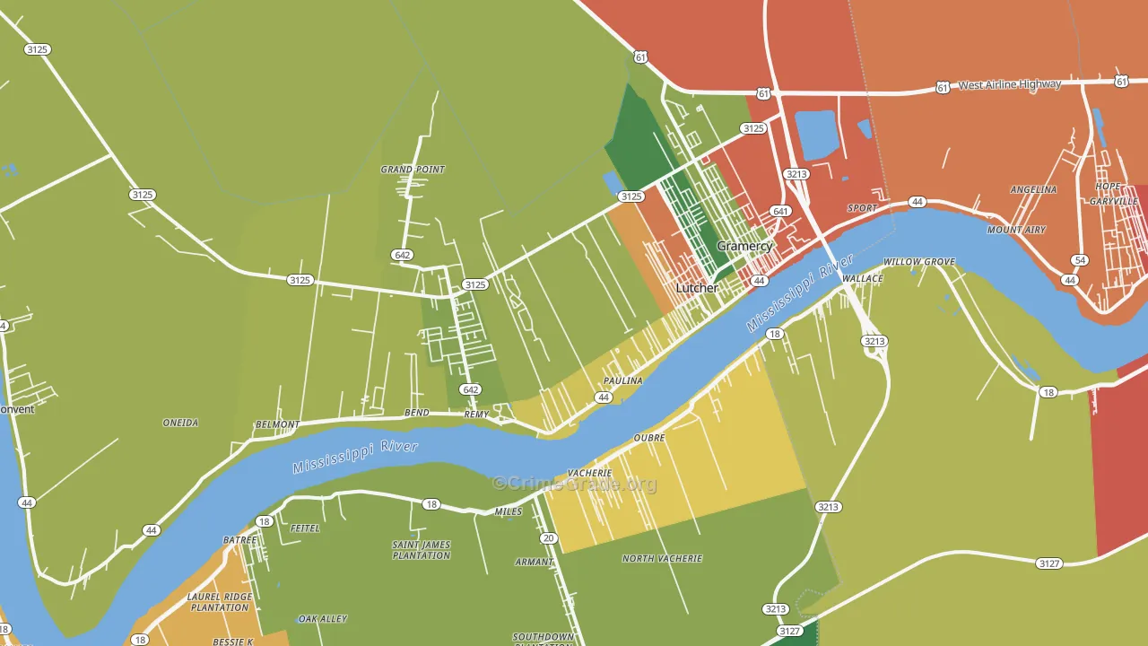 Paulina, LA Map of Robbery Rates