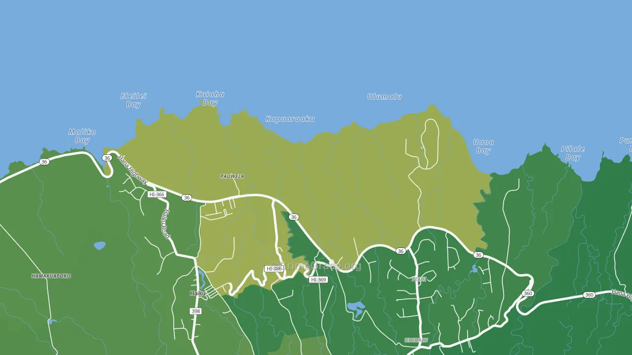 Pauwela, HI Map of Robbery Rates
