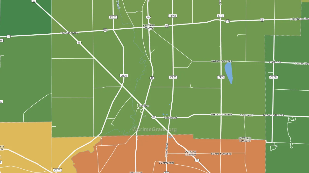 Pavilion, NY Map of Robbery Rates