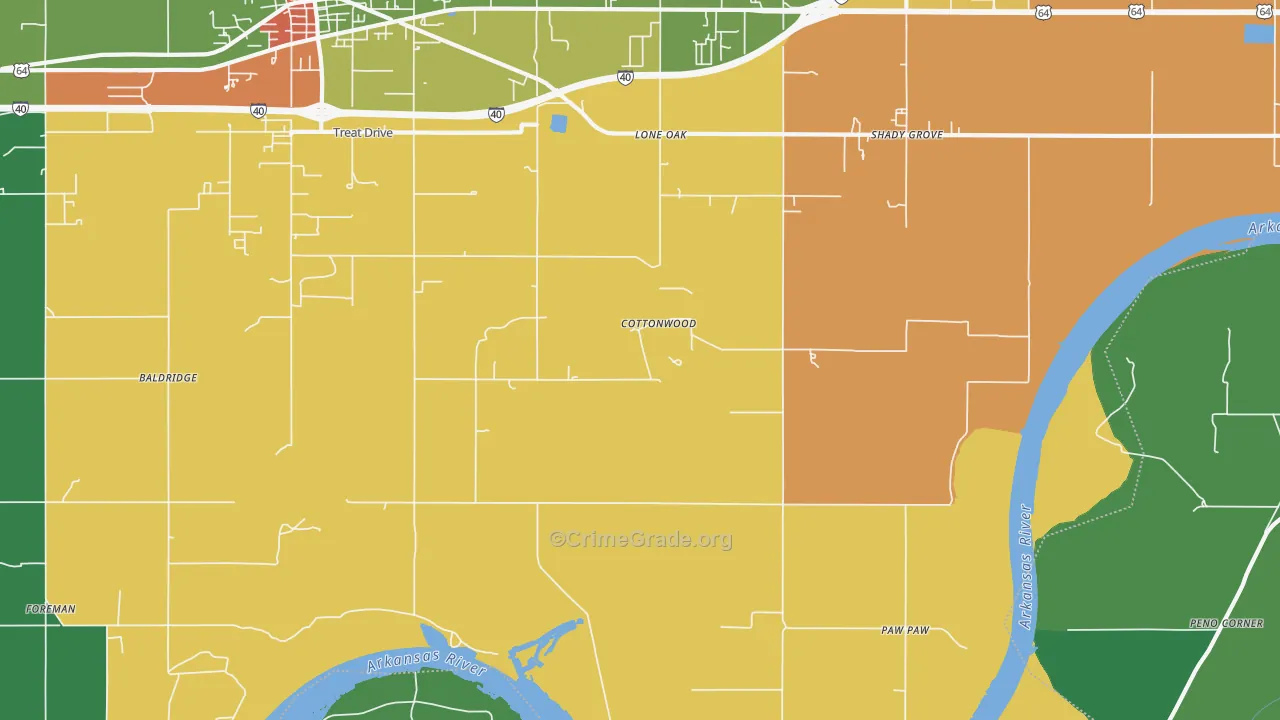 Paw Paw, OK Map of Robbery Rates