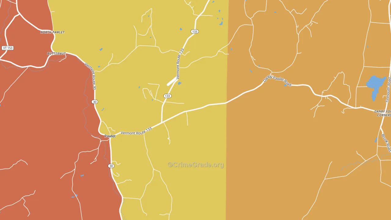 Pawlet, VT Map of Robbery Rates