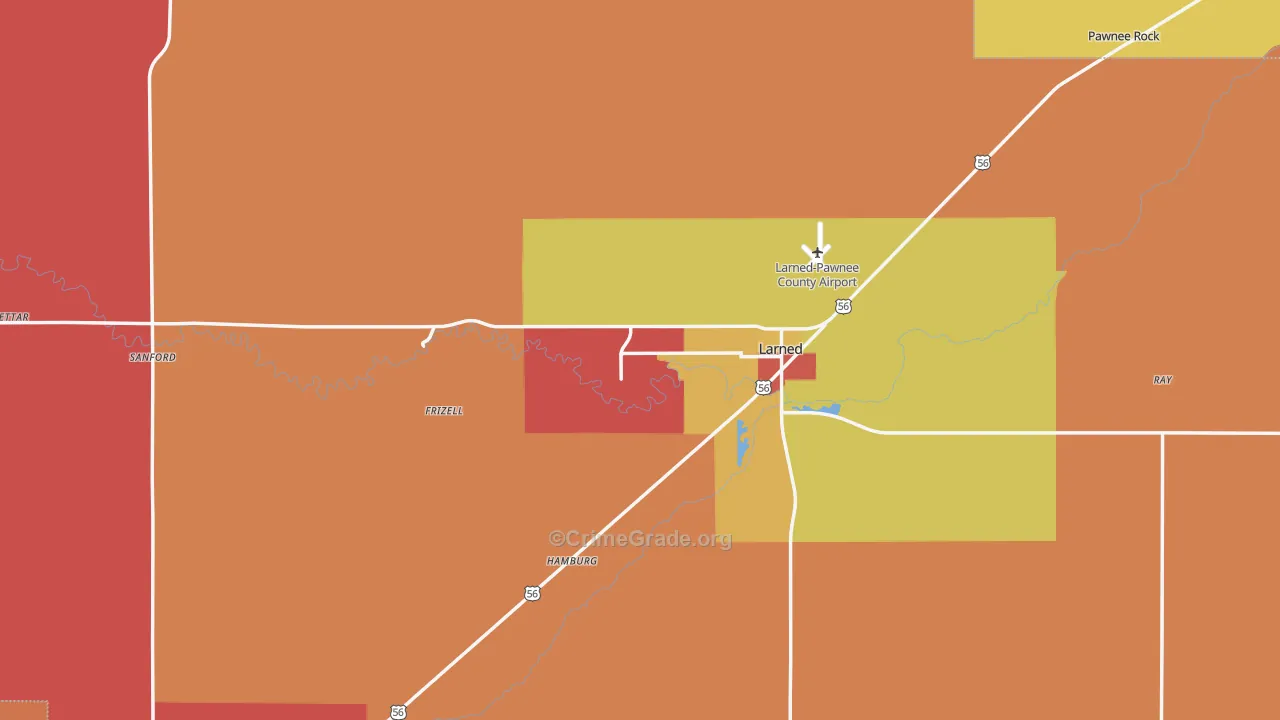 Pawnee County, KS Map of Robbery Rates