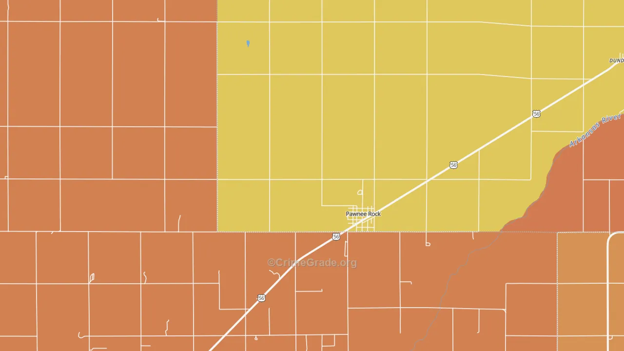 Pawnee Rock, KS Map of Robbery Rates