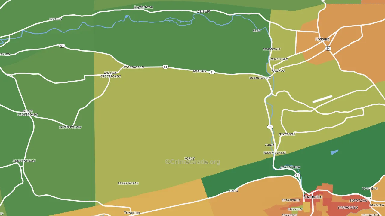 Paxinos, PA Map of Robbery Rates