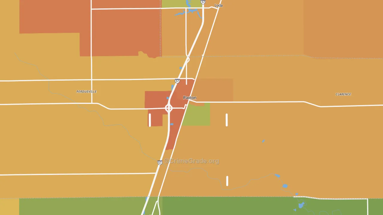 Paxton, IL Map of Robbery Rates