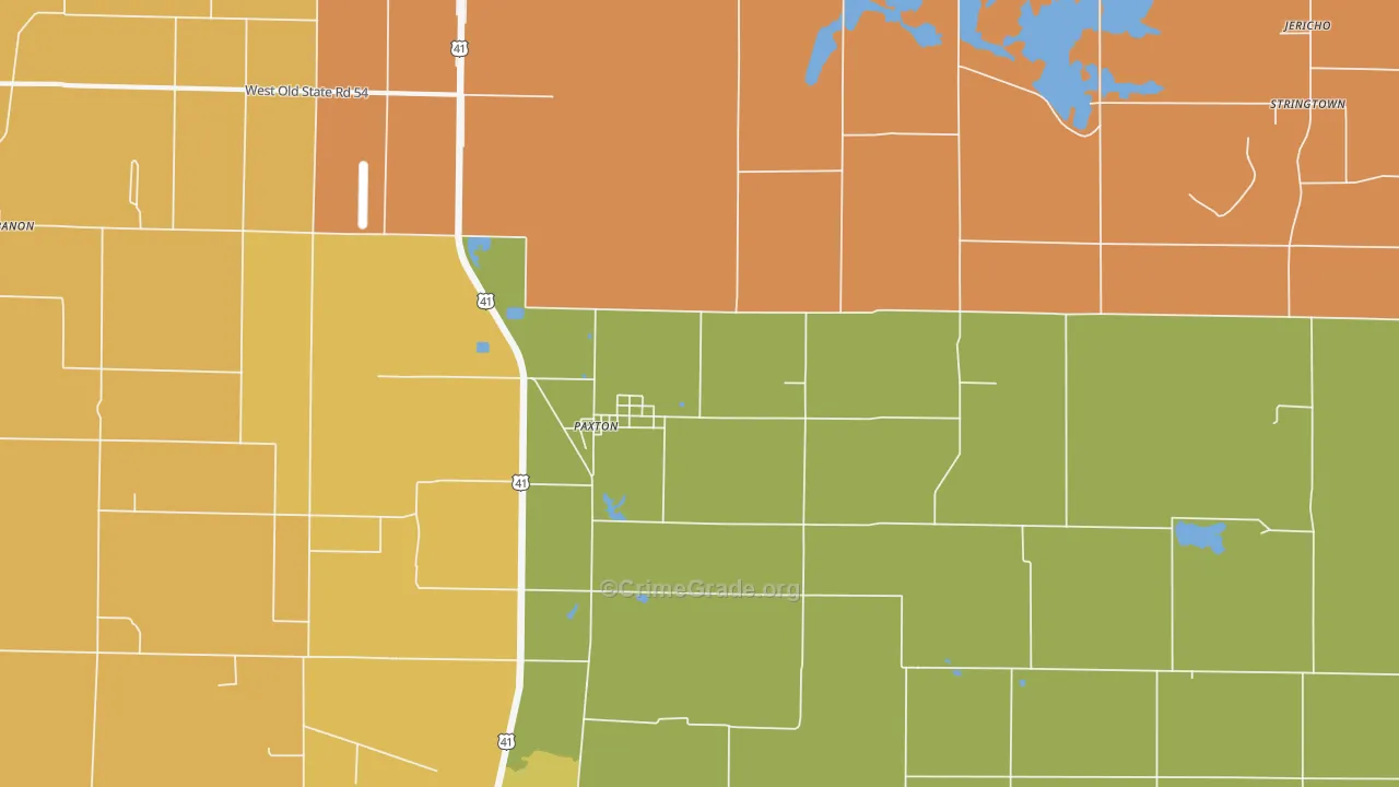 Paxton, IN Map of Robbery Rates